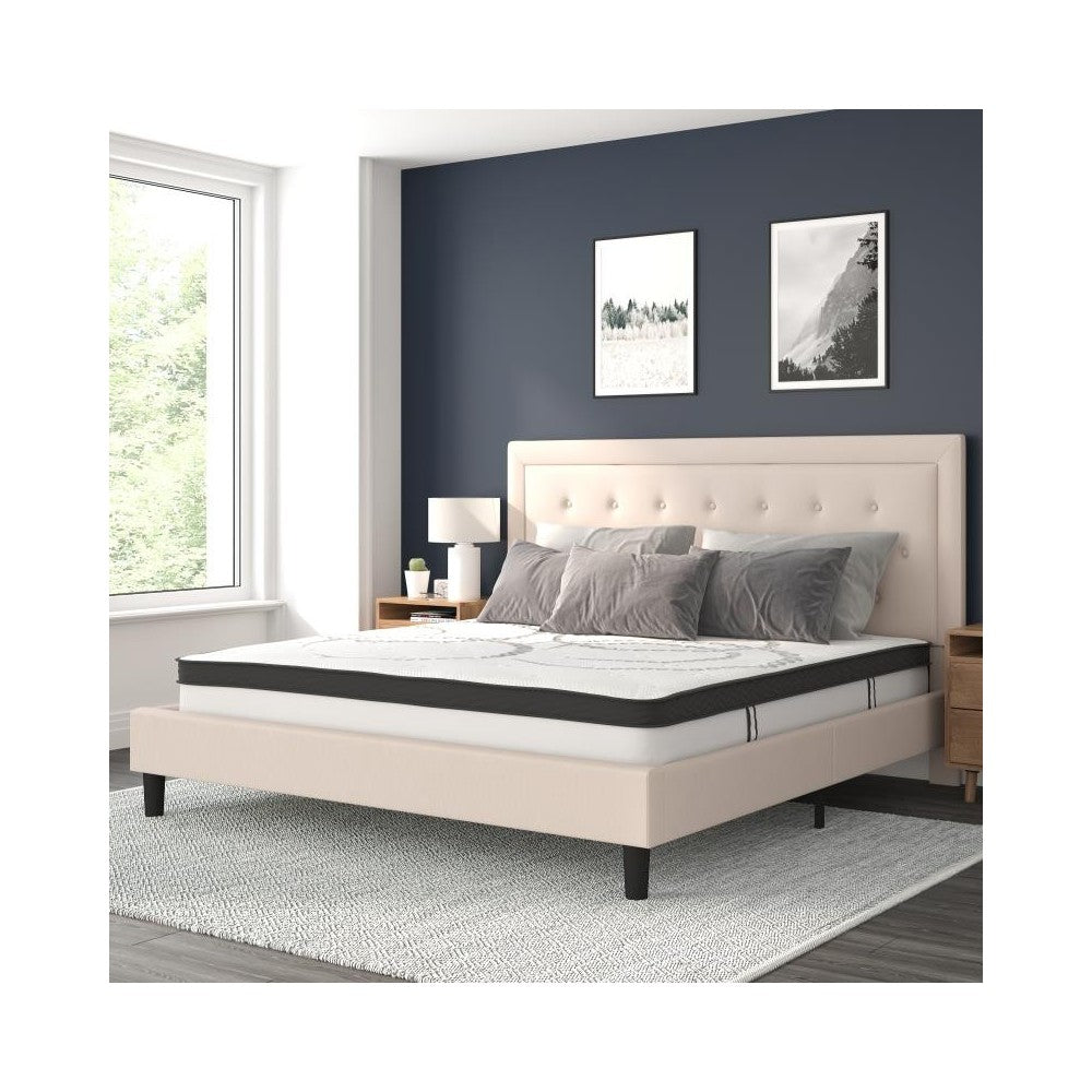 Flash Furniture Roxbury King Platform Bed Set-Beige SL-BM10-20-GG