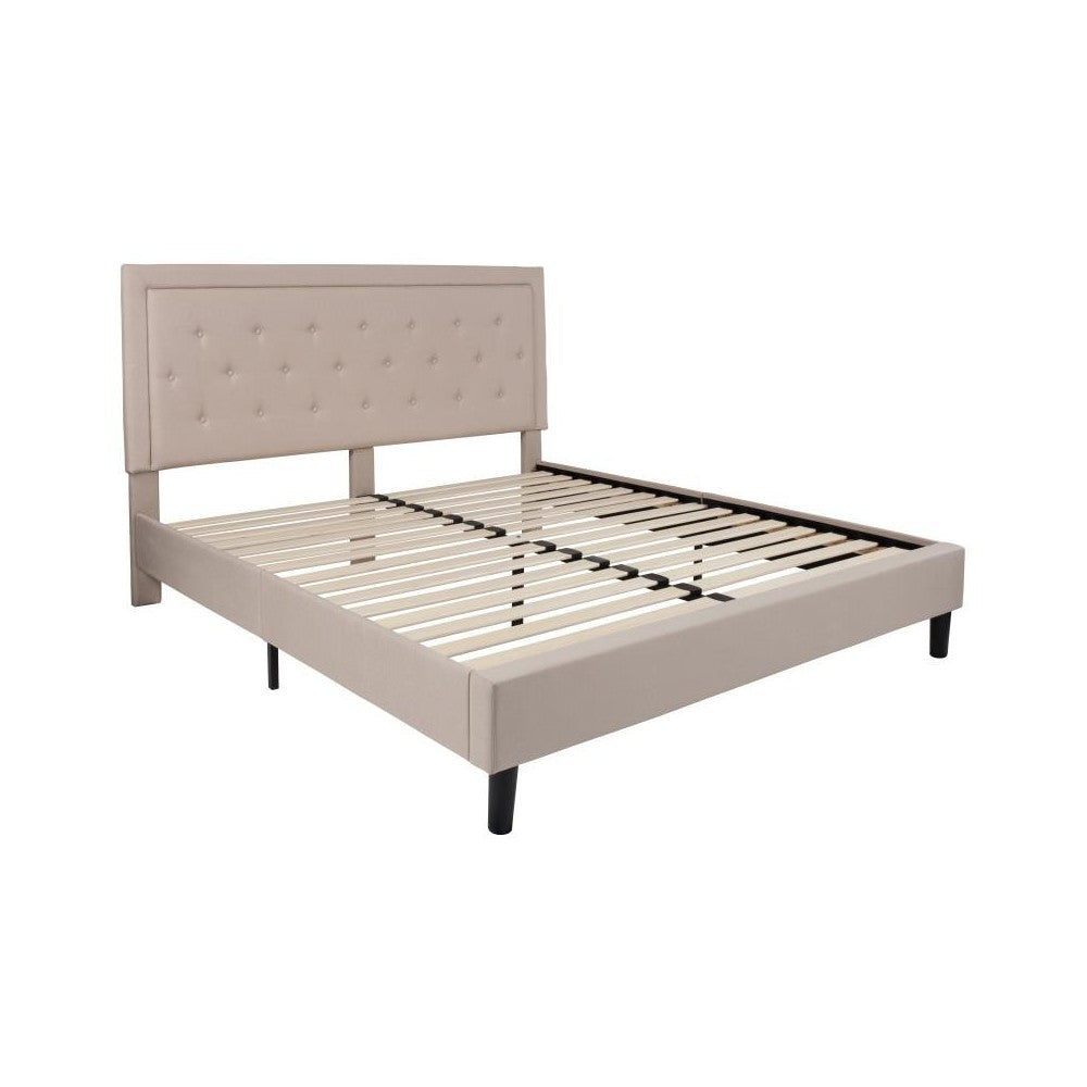 Flash Furniture Roxbury King Platform Bed Set-Beige SL-BM10-20-GG