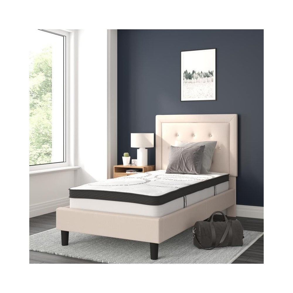 Flash Furniture Roxbury Twin Platform Bed Set-Beige SL-BM10-17-GG