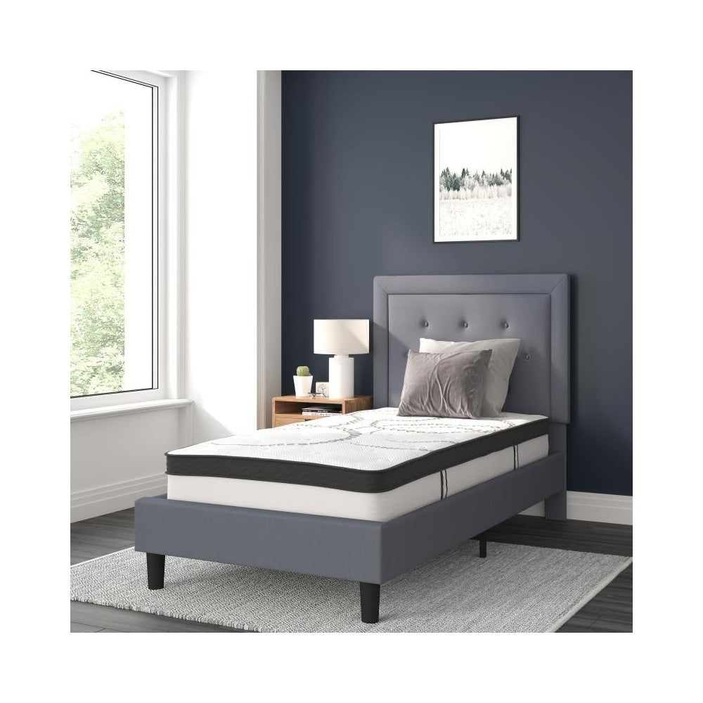 Flash Furniture Roxbury Twin Platform Bed Set-Gray SL-BM10-25-GG