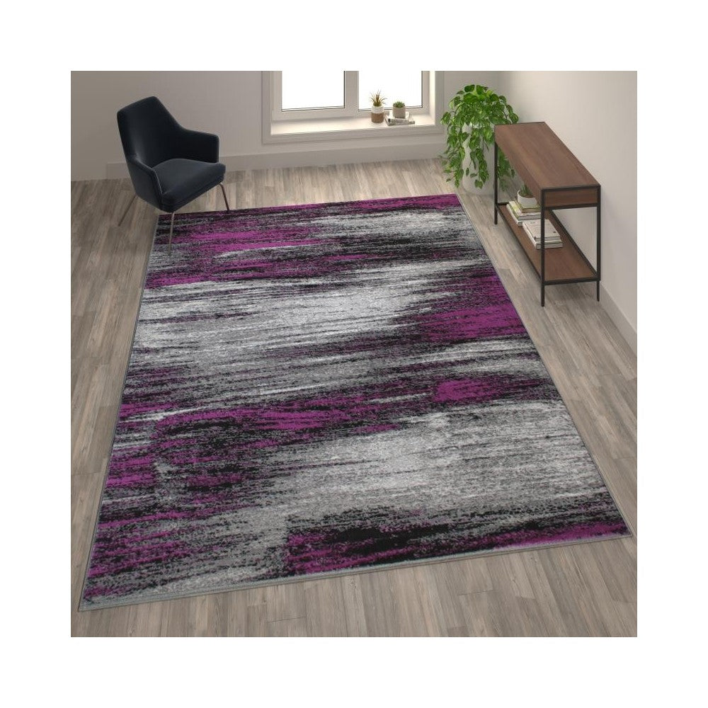Flash Furniture Rylan Collection Purple 8x10 Abstract Rug ACD-RGTRZ863-810-PU-GG