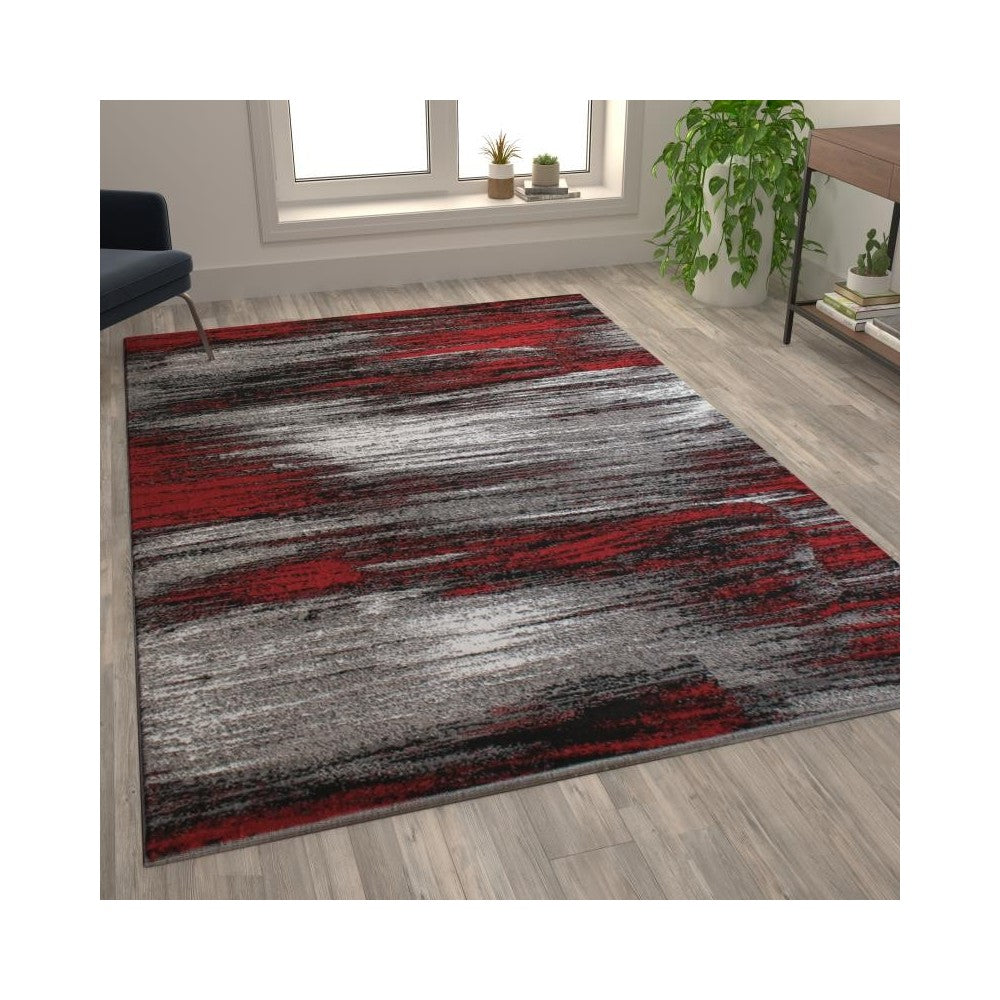Flash Furniture Rylan Collection Red 6x9 Abstract Area Rug ACD-RGTRZ863-69-RD-GG