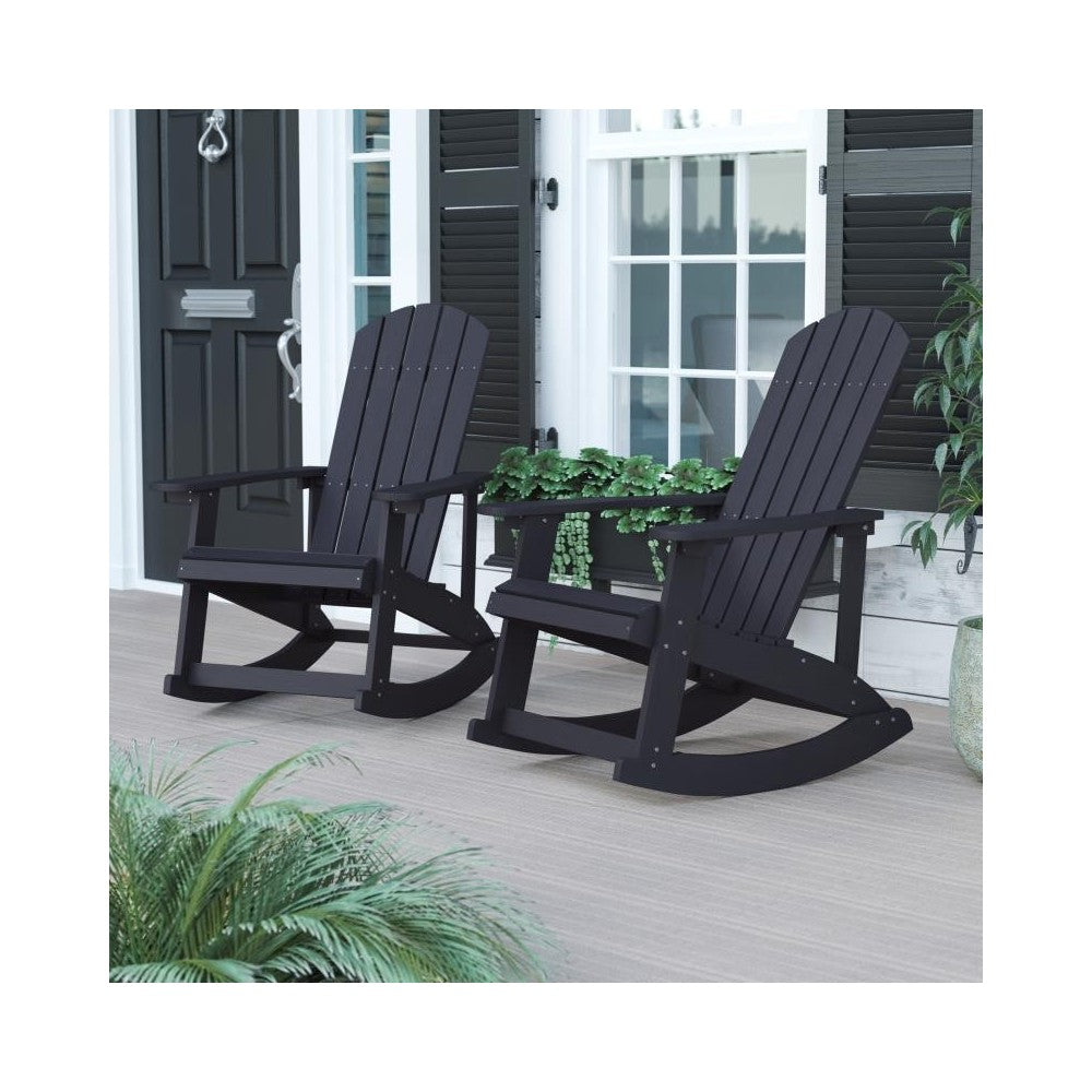 Flash Furniture Savannah 2 Pack Black Resin Rockers JJ-C14705-BK-2-GG