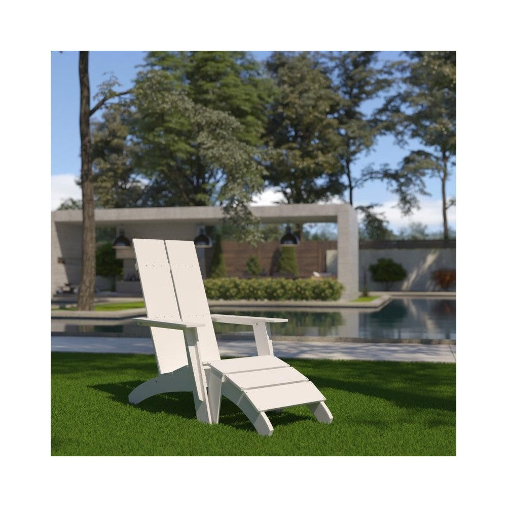 Flash Furniture Sawyer White Chair & Ottoman Set JJ-C14509-14309-WH-GG