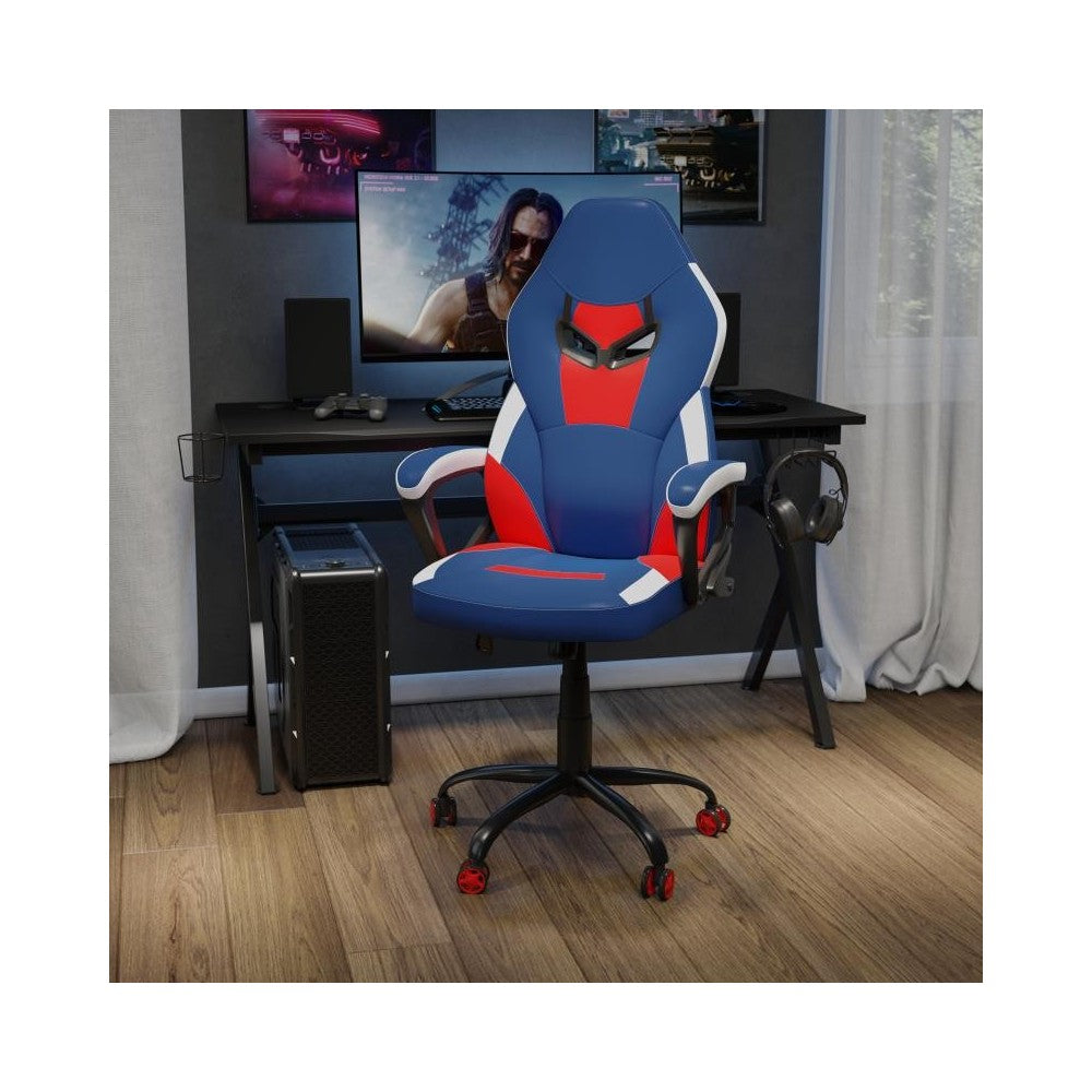 Flash Furniture Stone Red & Blue Swivel Gaming Chair UL-A075-BL-GG