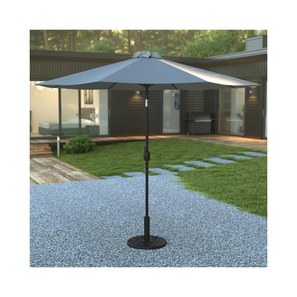 Flash Furniture Sunny Gray Umbrella & Black Base Set GM-402003-UB19B-GY-GG