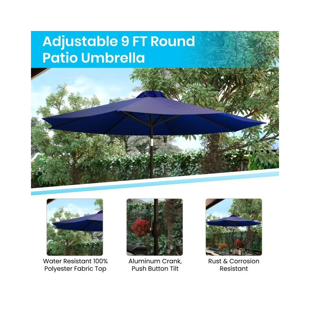 Flash Furniture Sunny Navy Umbrella & Black Base Set GM-402003-UB19B-NVY-GG