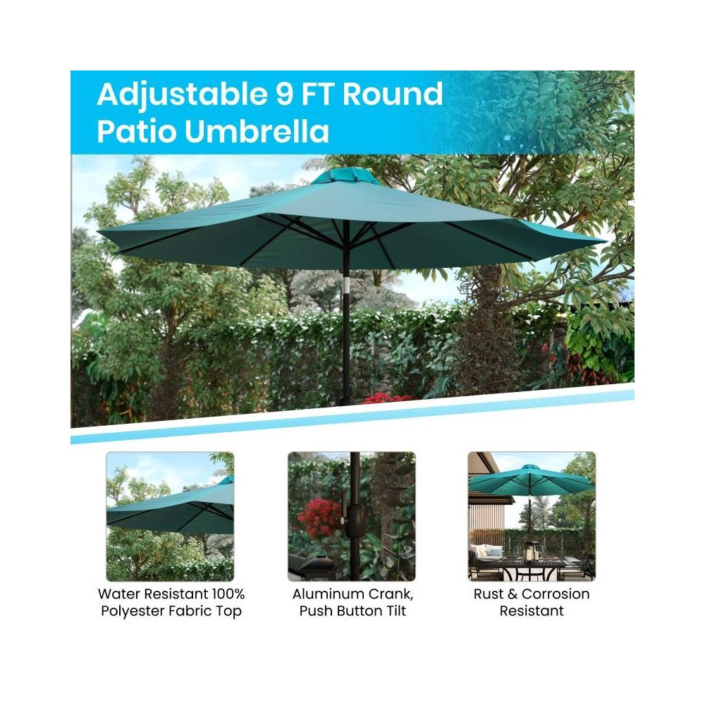 Flash Furniture Sunny Teal Umbrella & Black Base Set GM-402003-UB19B-TL-GG
