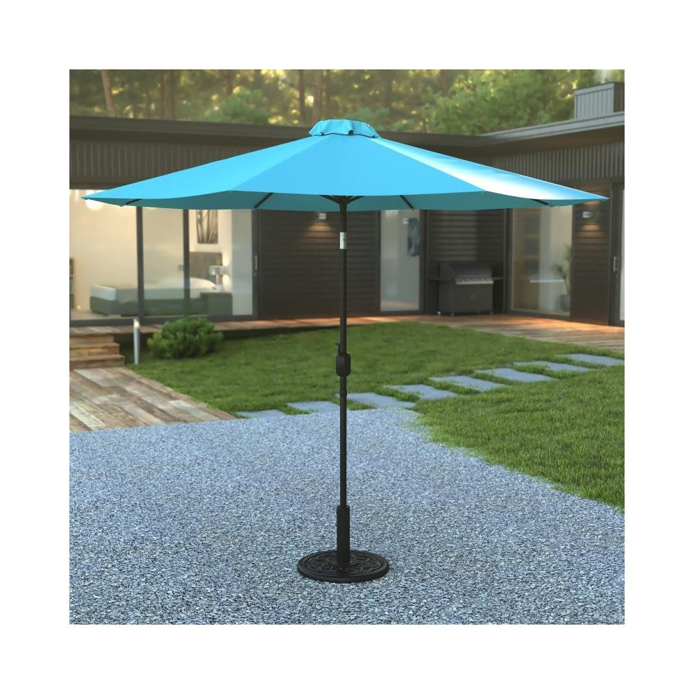 Flash Furniture Sunny Teal Umbrella & Black Base Set GM-402003-UB19B-TL-GG