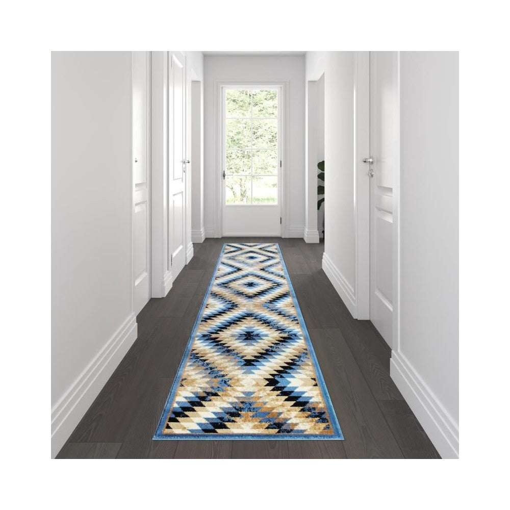 Flash Furniture Teagan Collection Blue 2' x 11' Area Rug OKR-RG1106-211-BL-GG