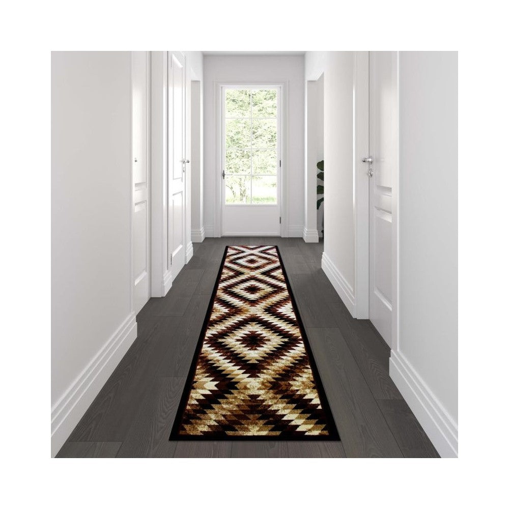 Flash Furniture Teagan Collection Brown 2' x 11' Area Rug OKR-RG1106-211-BN-GG