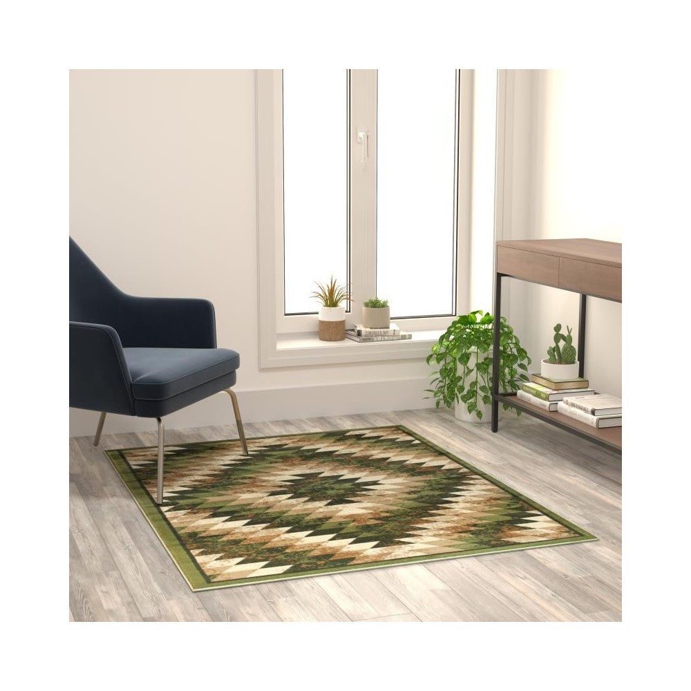 Flash Furniture Teagan Collection Green 4' x 5' Area Rug OKR-RG1106-45-GN-GG