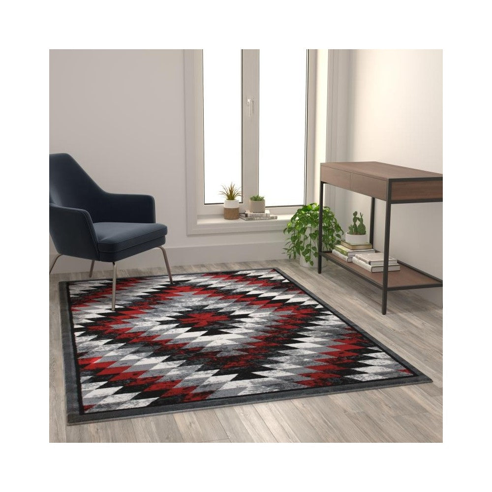 Flash Furniture Teagan Collection Red 5' x 7' Area Rug OKR-RG1106-57-RD-GG