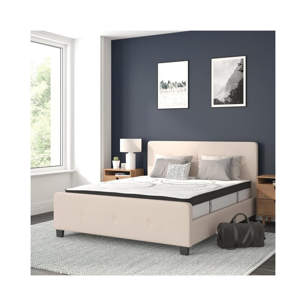 Flash Furniture Tribeca Queen Platform Bed Set-Beige HG-BM10-19-GG