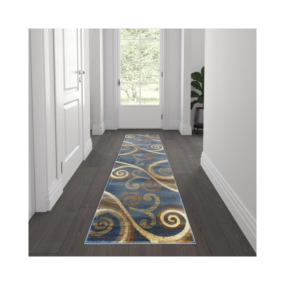 Flash Furniture Valli Collection Blue 2x7 Modern Area Rug OKR-RG1100-27-BL-GG