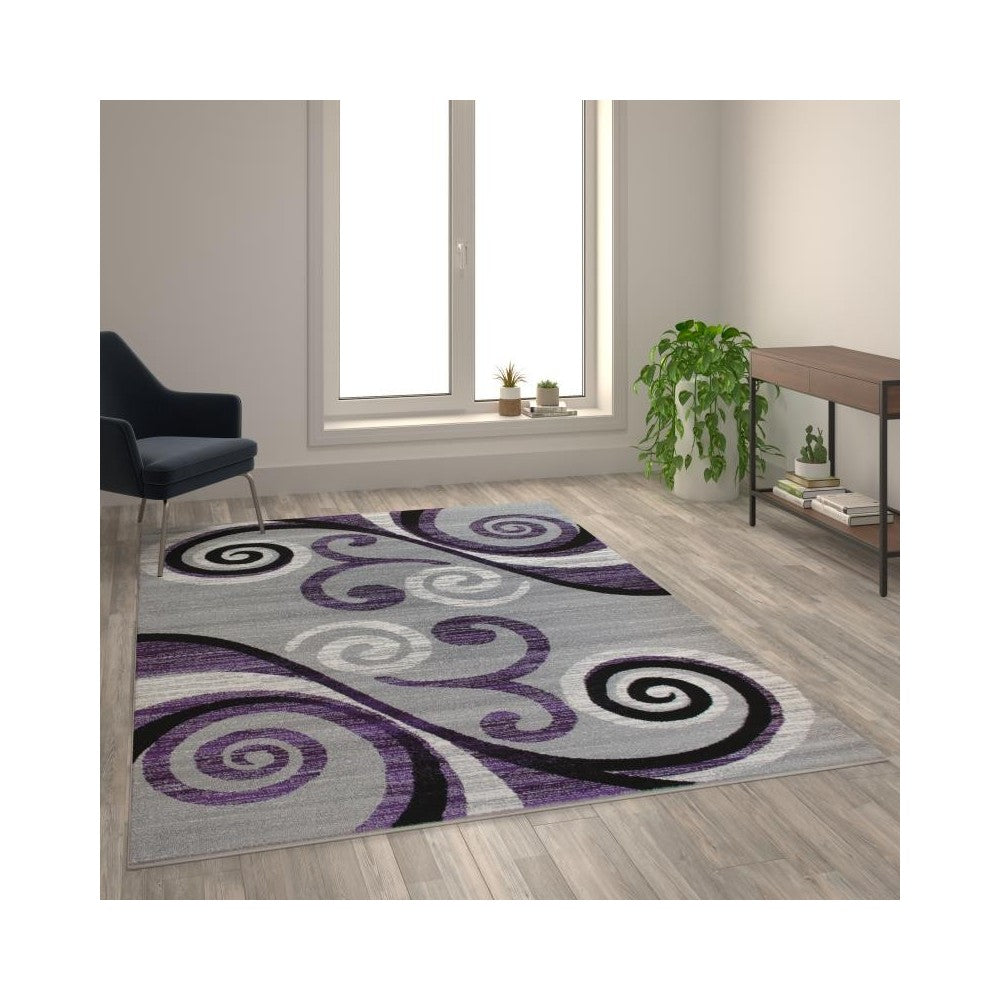 Flash Furniture Valli Collection Purple 6x9 Modern Area Rug OKR-RG1100-69-PU-GG