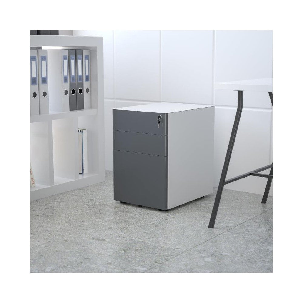 Flash Furniture Warner Filing Cabinet-White/Charcoal HZ-CHPL-02-GRY-WH-GG