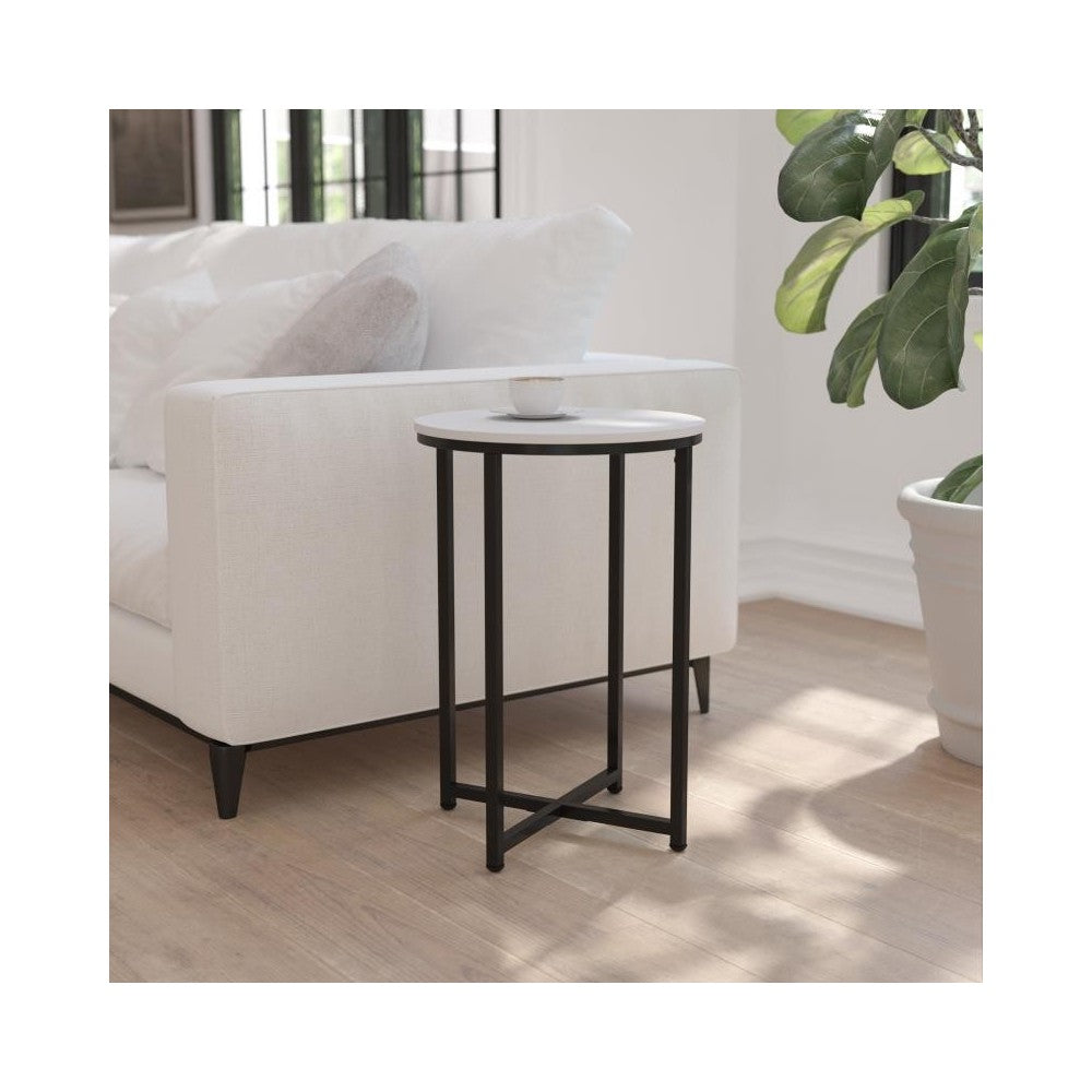 Flash Furniture White End Table-Black Frame NAN-JH-1787ET-BK-GG