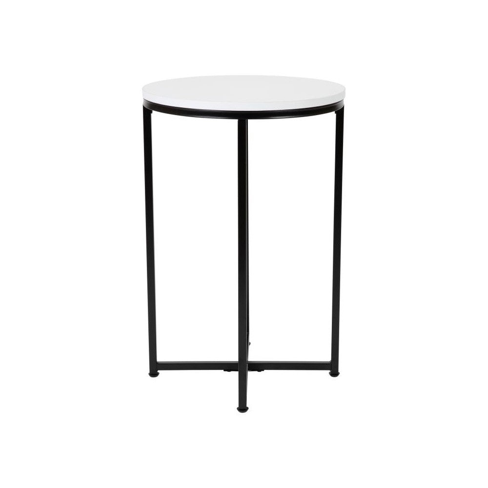 Flash Furniture White End Table-Black Frame NAN-JH-1787ET-BK-GG