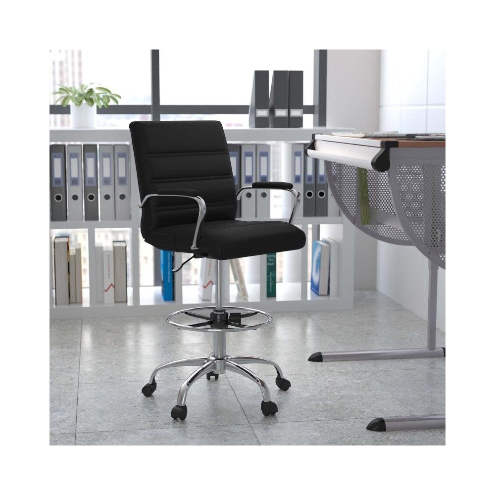 Flash Furniture Whitney Black LeatherSoft Draft Chair GO-2286B-BK-GG