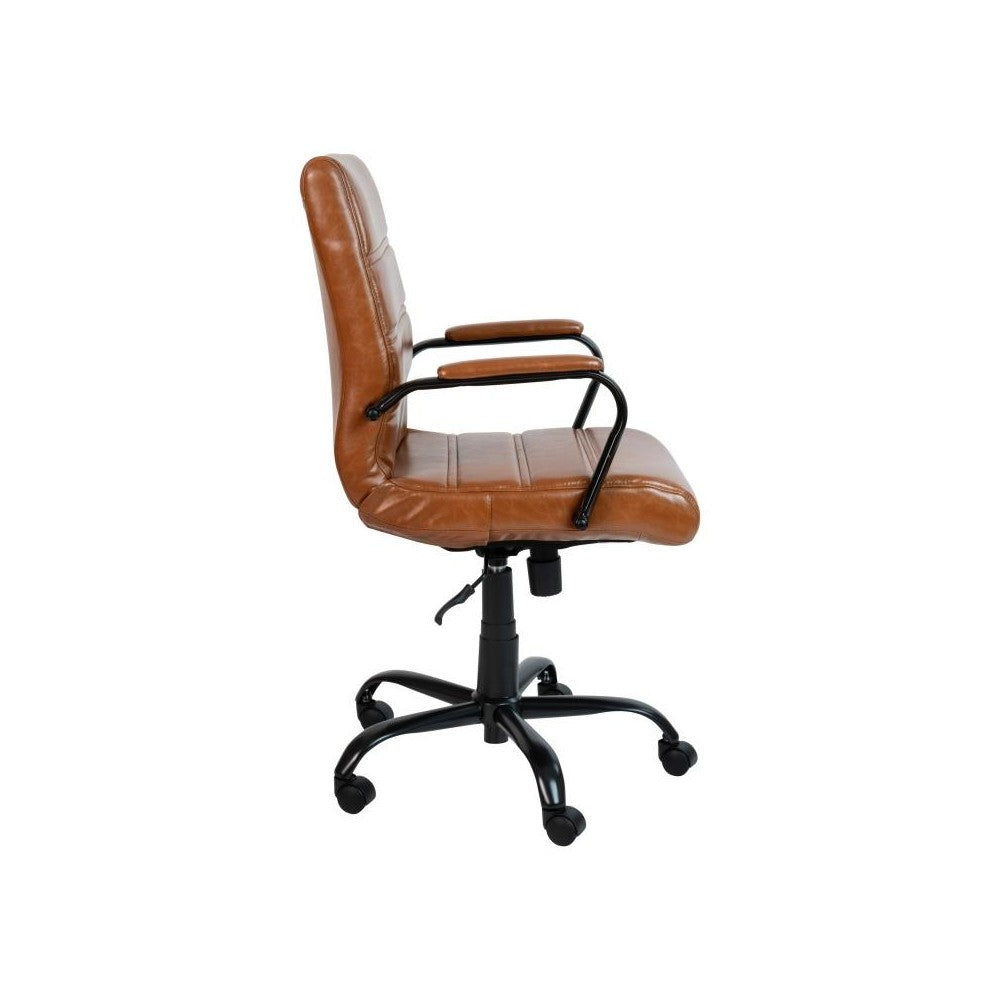 Flash Furniture Whitney Brown Mid-Back Leather Chair GO-2286M-BR-BK-GG