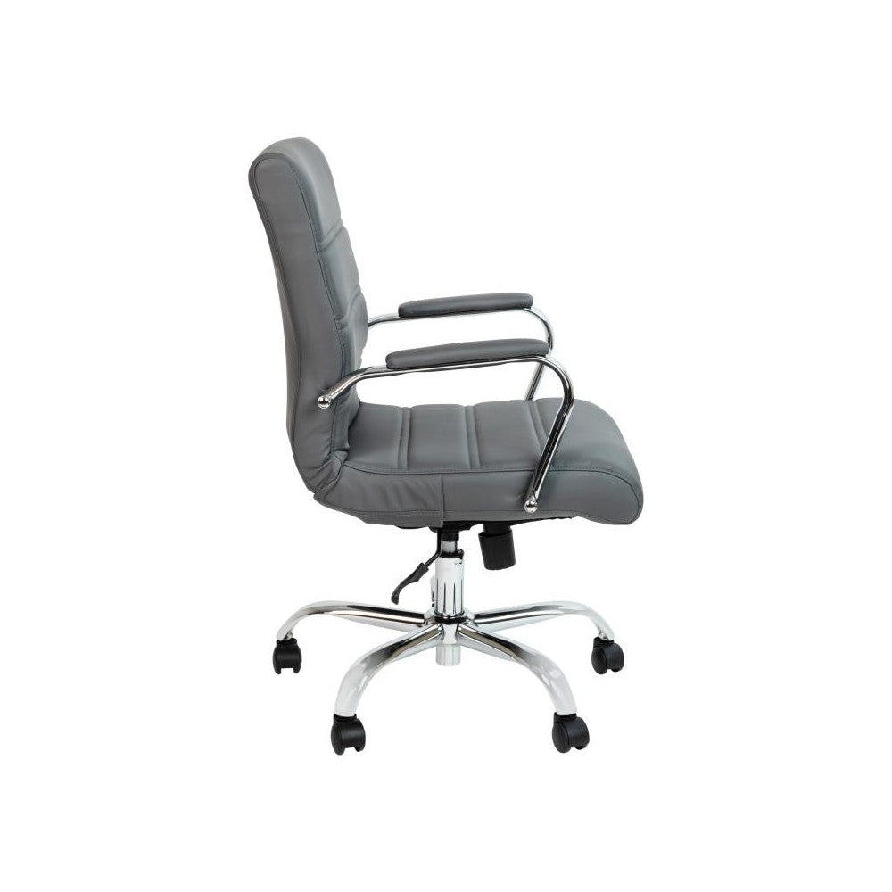 Flash Furniture Whitney Gray Mid-Back Leather Chair GO-2286M-GR-GG