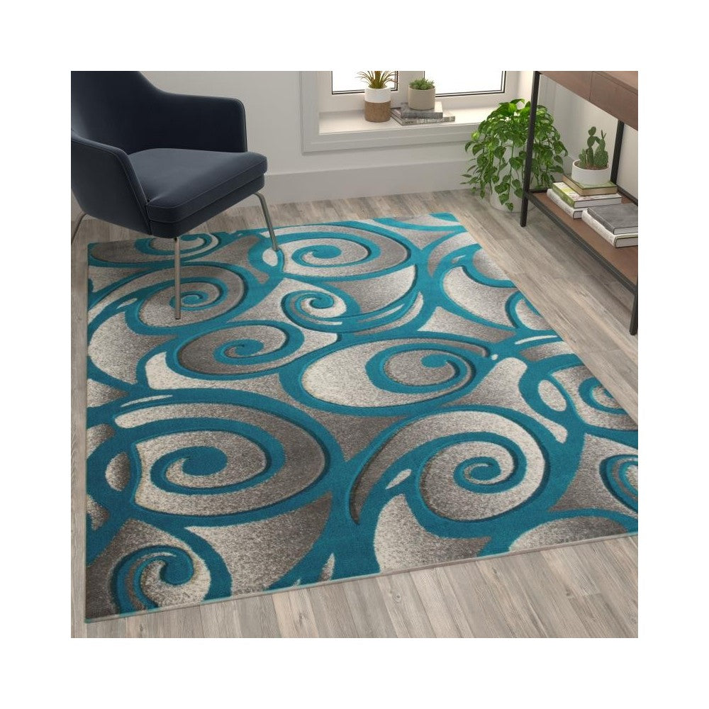 Flash Furniture Willow Collection Turquoise 5' x 7' Area Rug ACD-RG241-57-TQ-GG