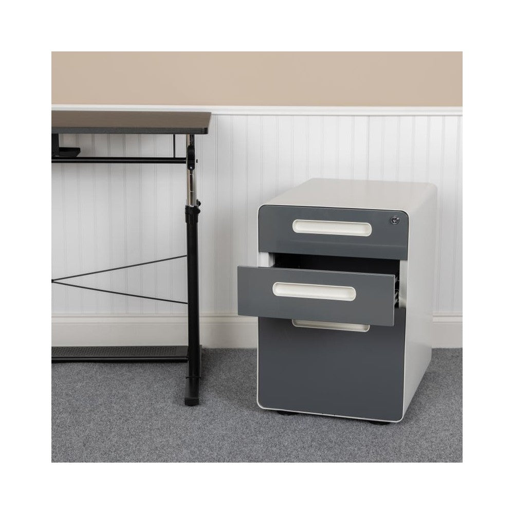 Flash Furniture Wren Filing Cabinet-White/Charcoal HZ-AP535-02-DGY-WH-GG