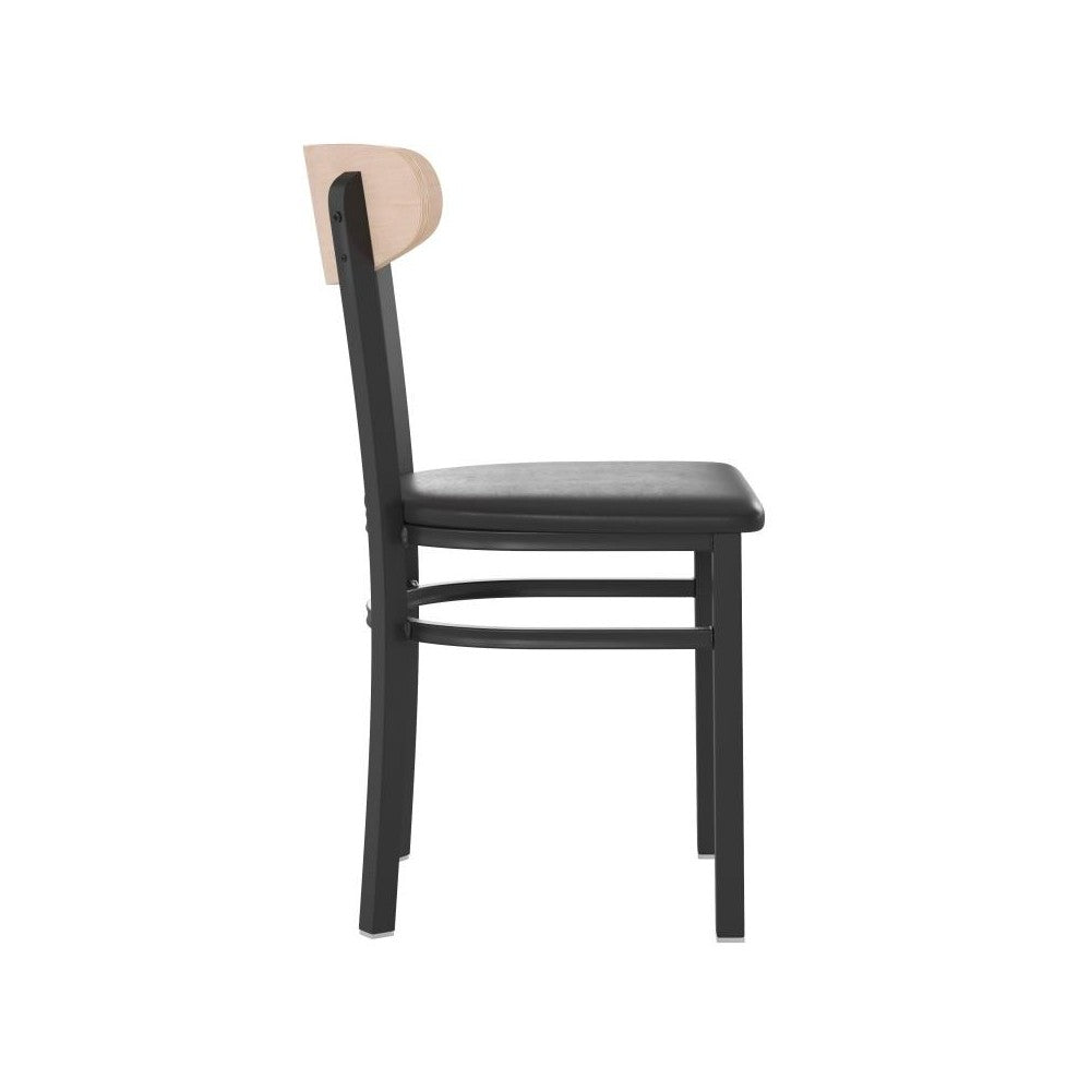 Flash Furniture Wright 2PK Black Vinyl/Wood Chair 2-XU-DG6V5BV-NAT-GG