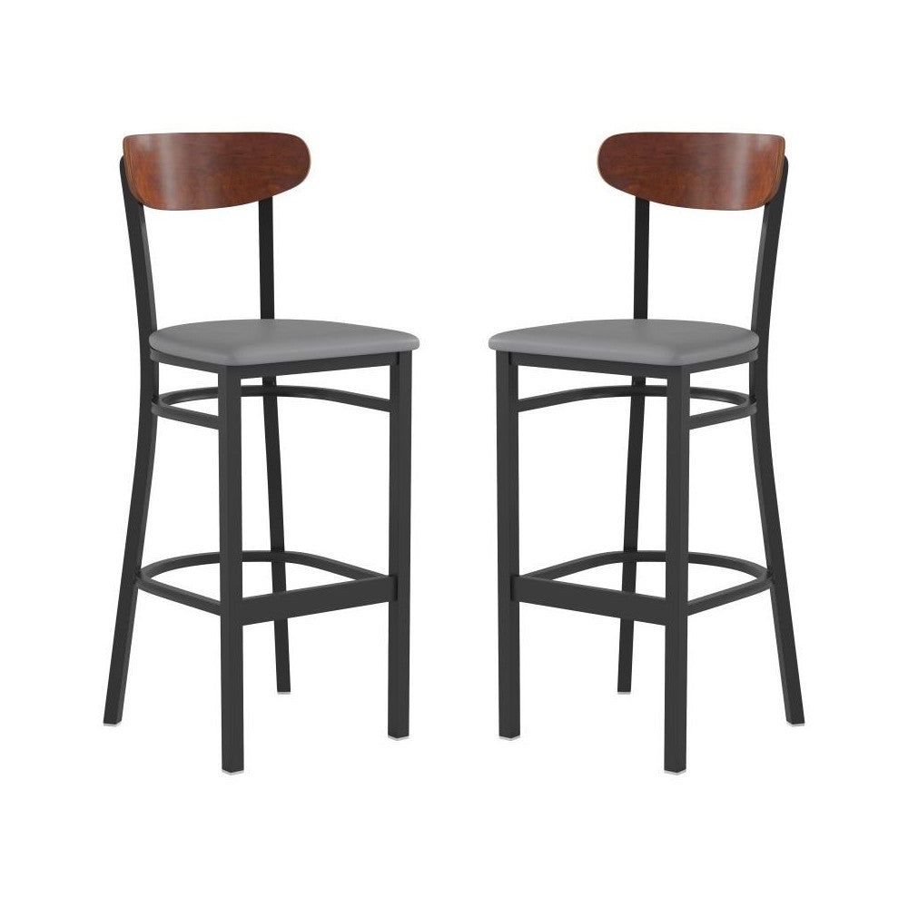 Flash Furniture Wright 2PK Gray Vinyl/Wood Barstool 2-XU-DG6V6GYV-WAL-GG