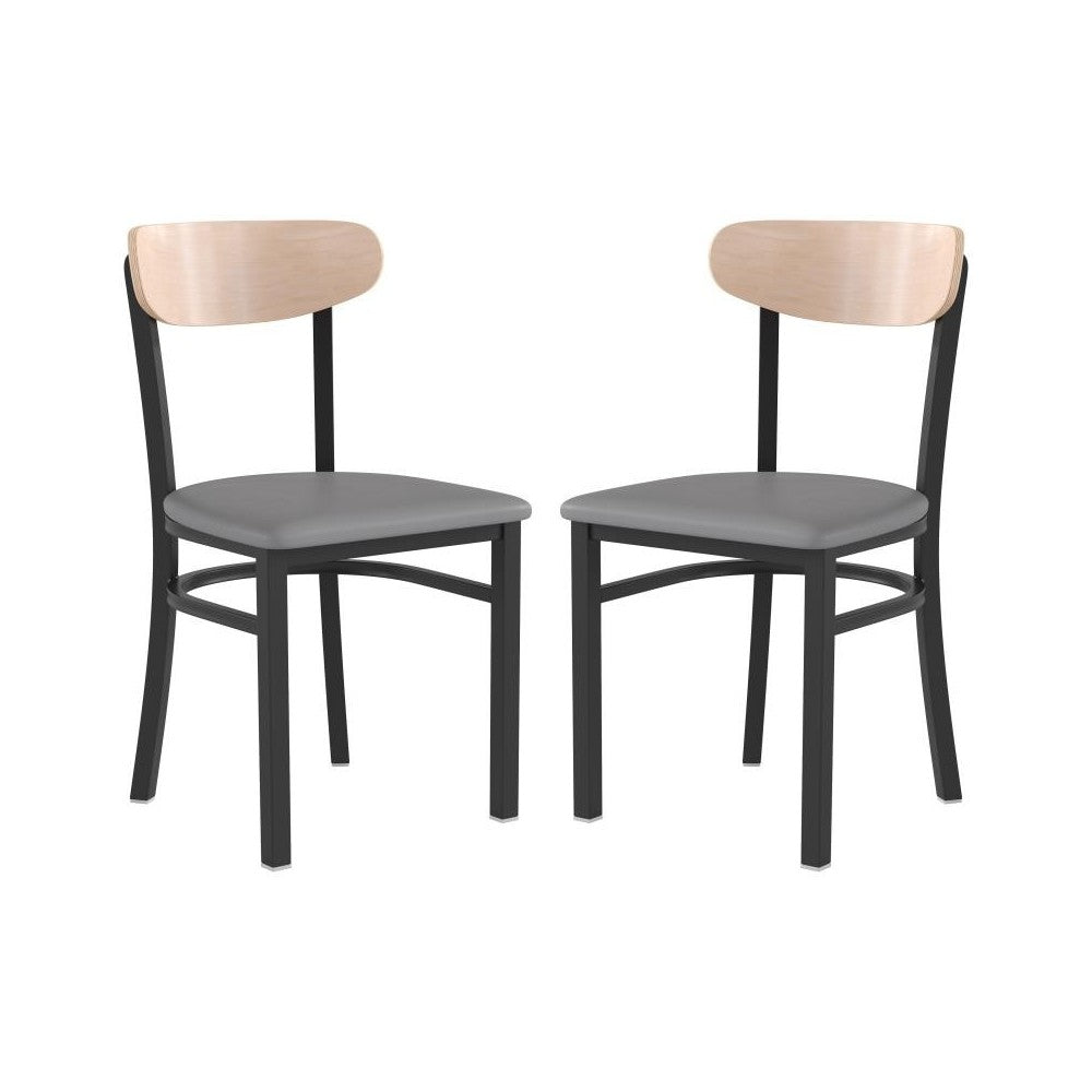 Flash Furniture Wright 2PK Gray Vinyl/Wood Chair 2-XU-DG6V5GYV-NAT-GG