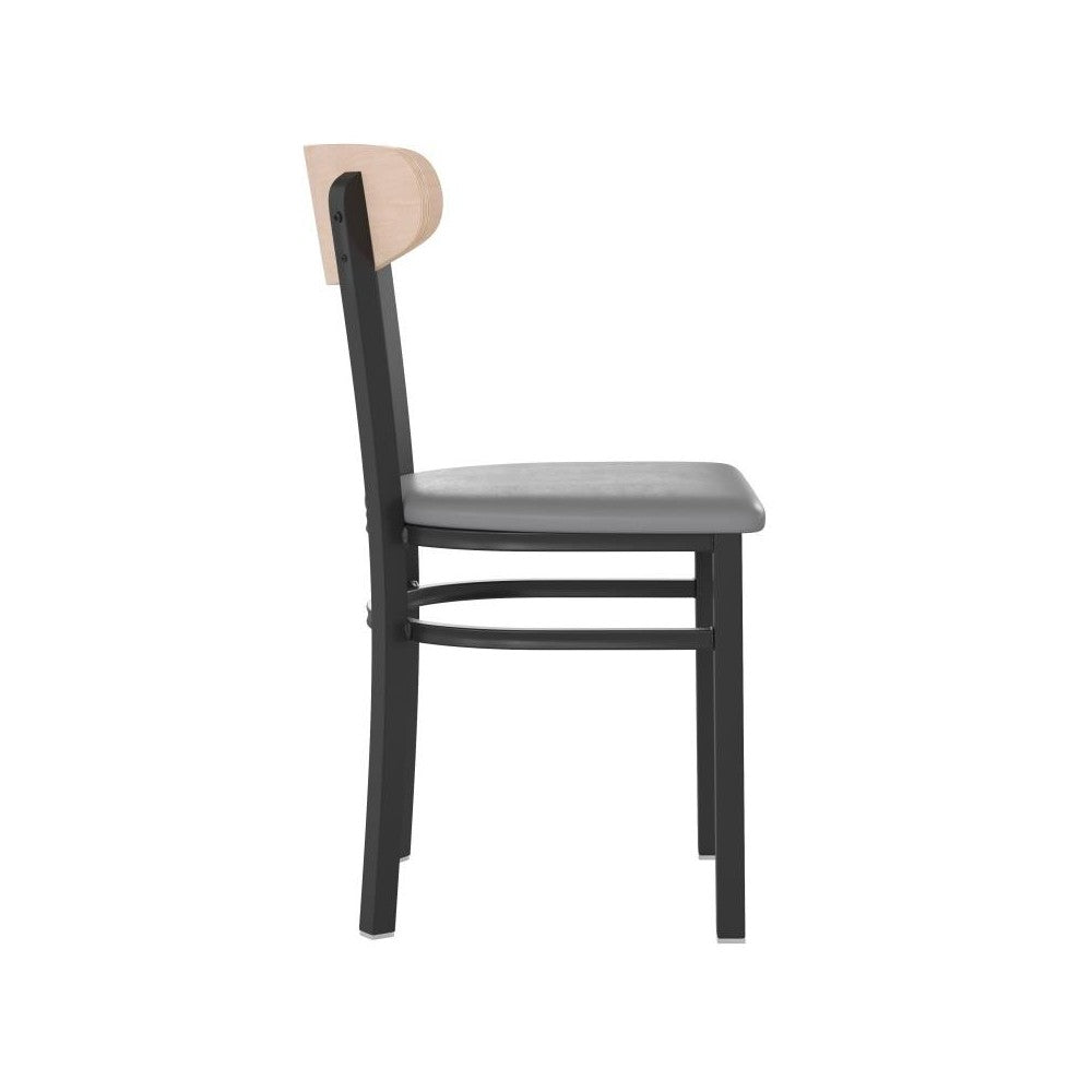 Flash Furniture Wright 2PK Gray Vinyl/Wood Chair 2-XU-DG6V5GYV-NAT-GG