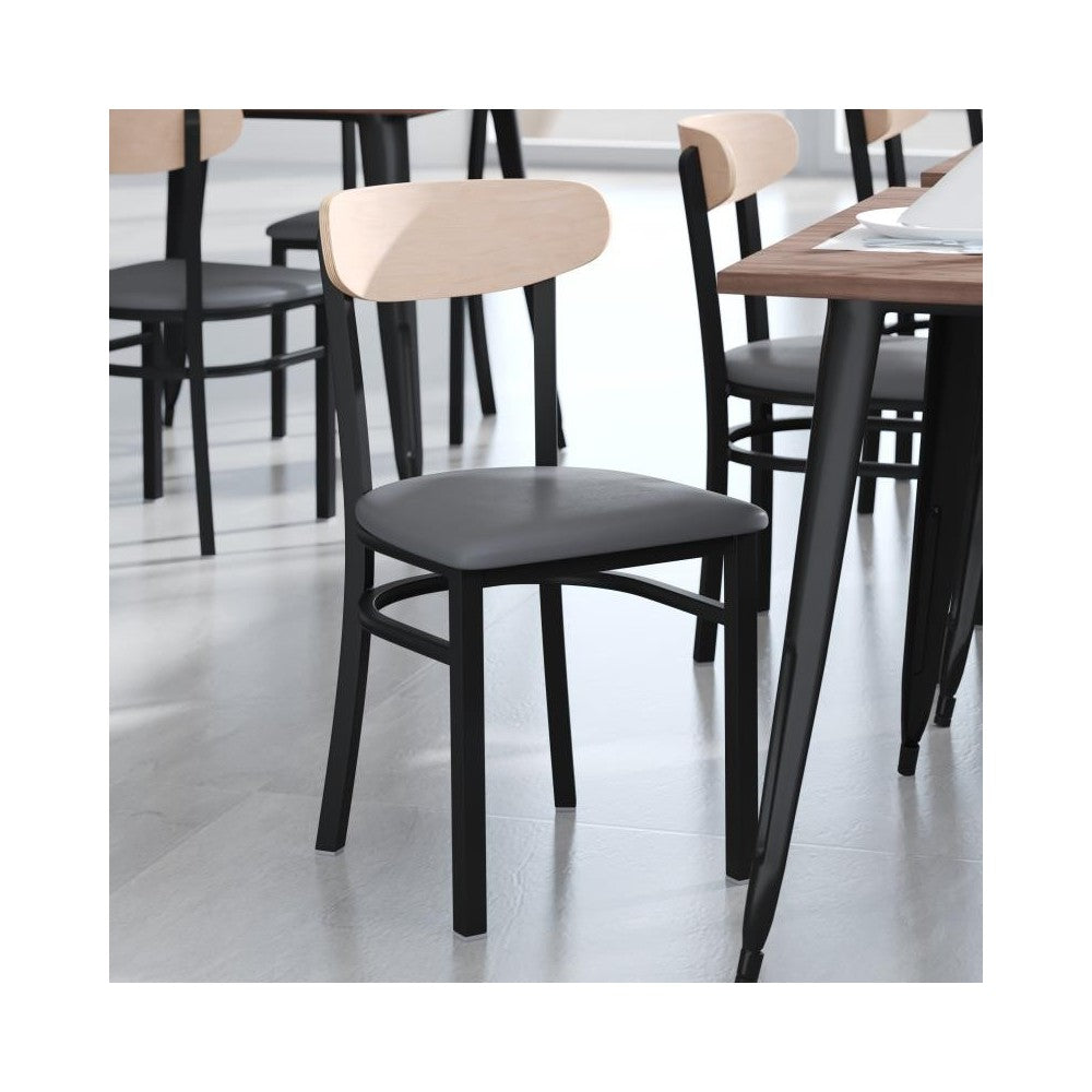 Flash Furniture Wright 2PK Gray Vinyl/Wood Chair 2-XU-DG6V5GYV-NAT-GG