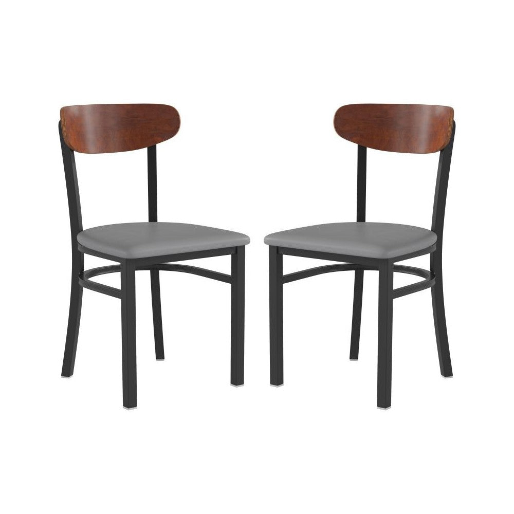 Flash Furniture Wright 2PK Gray Vinyl/Wood Chair 2-XU-DG6V5GYV-WAL-GG