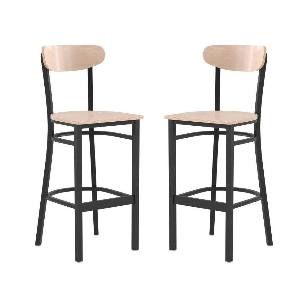 Flash Furniture Wright 2PK Natural Metal & Wood Stool 2-XU-DG6V6B-NAT-GG