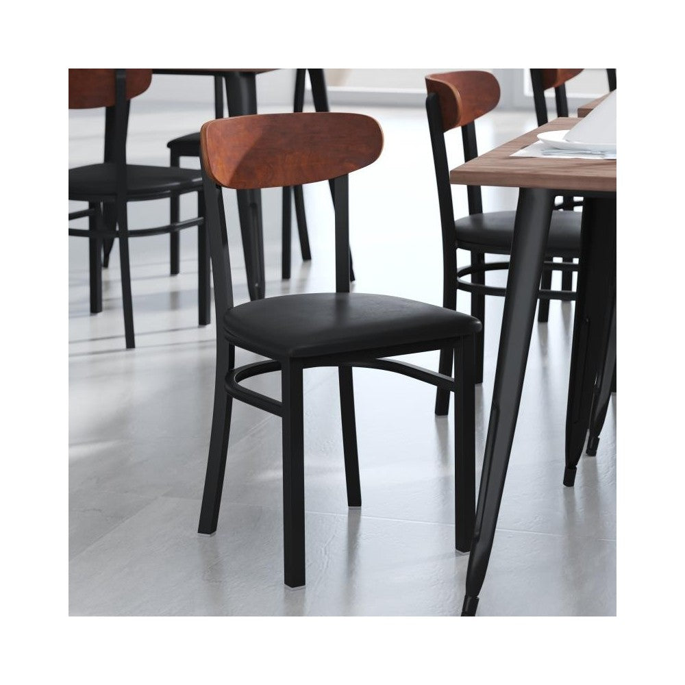 Flash Furniture Wright Black Vinyl/Wood Back Chair XU-DG6V5BV-WAL-GG