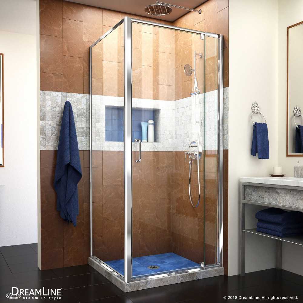 Flex 30 1/2 in. D x 28-32 in. W x 72 in. H Semi-Frameless Pivot Shower Enclosure in Chrome