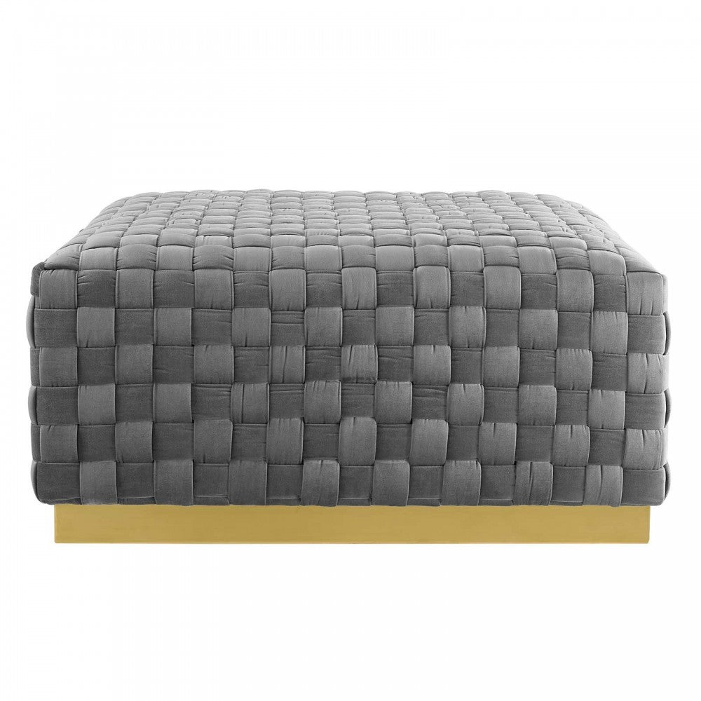 Florence Square Performance Velvet Ottoman, Gray