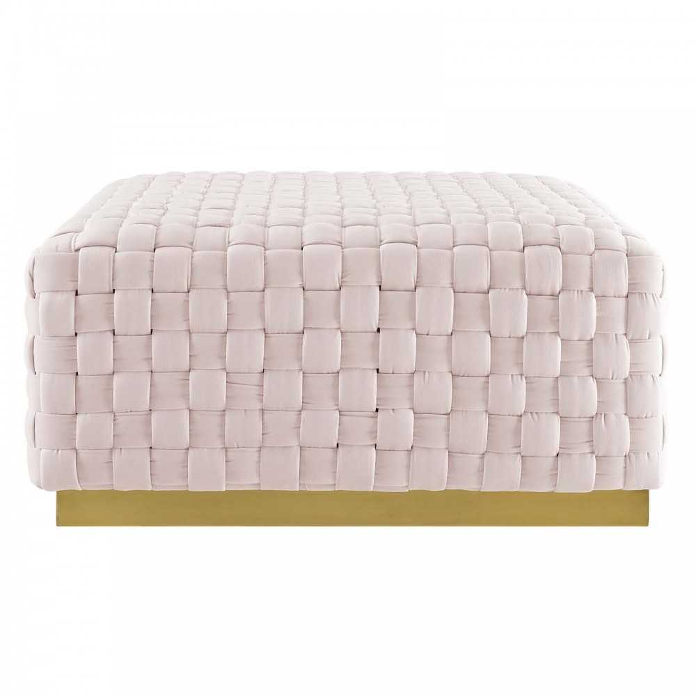 Florence Square Performance Velvet Ottoman, Pink