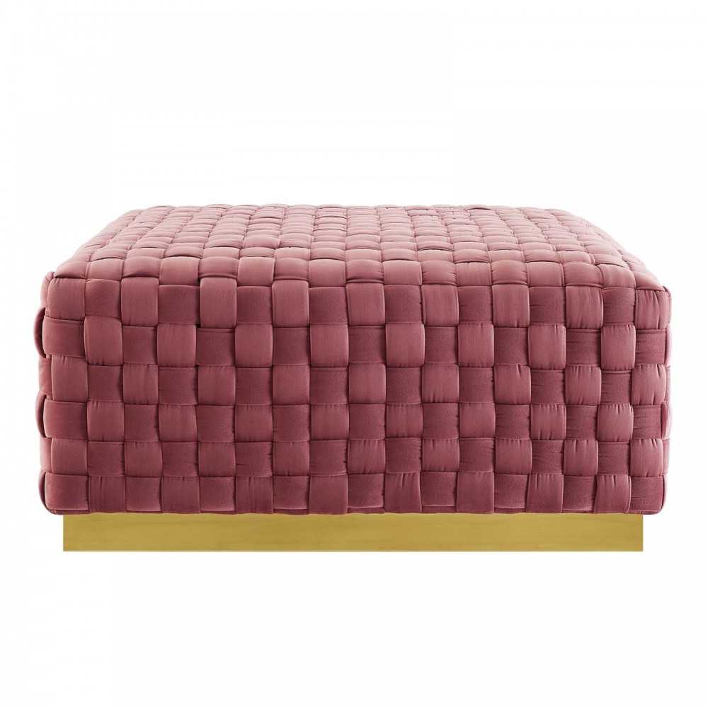 Florence Square Performance Velvet Ottoman, Dusty Rose