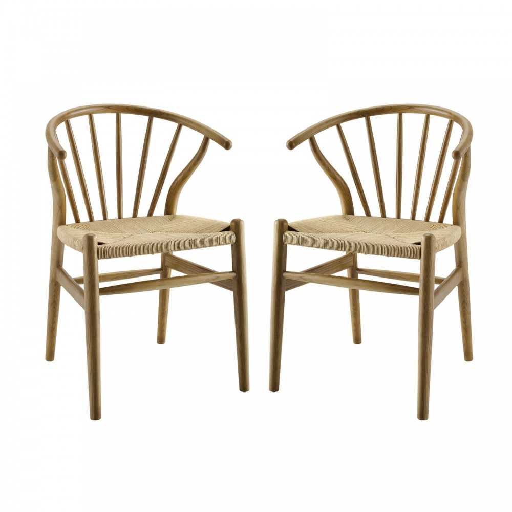 Flourish Spindle Wood Dining Side Chair Set of 2, Natural