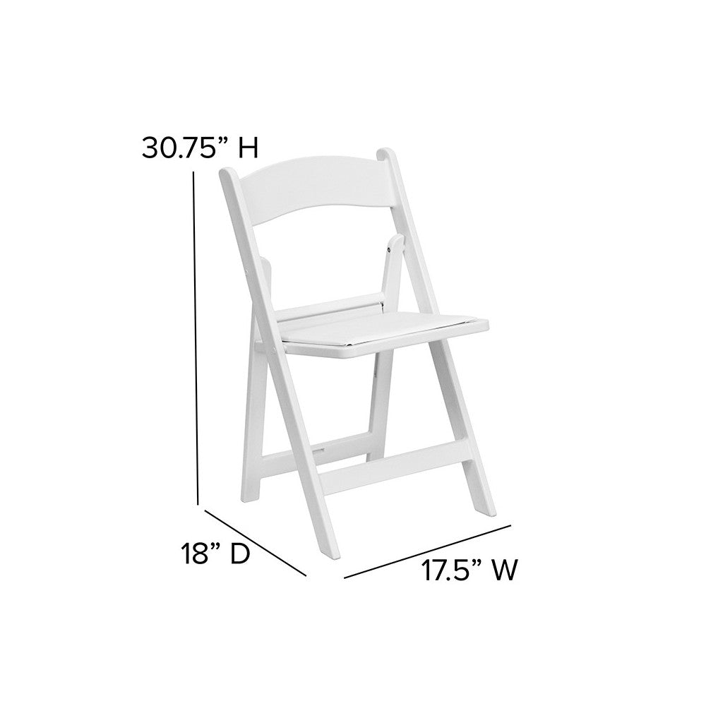 Folding Chairs with Padded Seats | Set of 2 White Resin Folding Chair with Vinyl Padded Seat