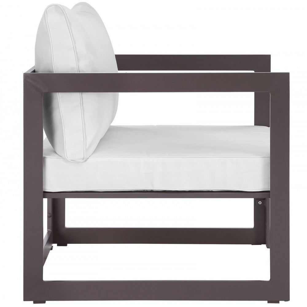 Fortuna 6 Piece Outdoor Patio Sectional Sofa Set, Brown White, EEI-1723-BRN-WHI-SET