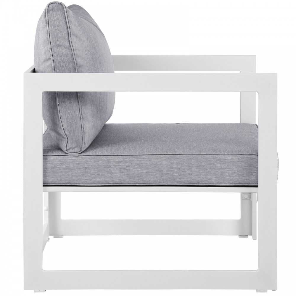 Fortuna 6 Piece Outdoor Patio Sectional Sofa Set, White Gray, EEI-1731-WHI-GRY-SET