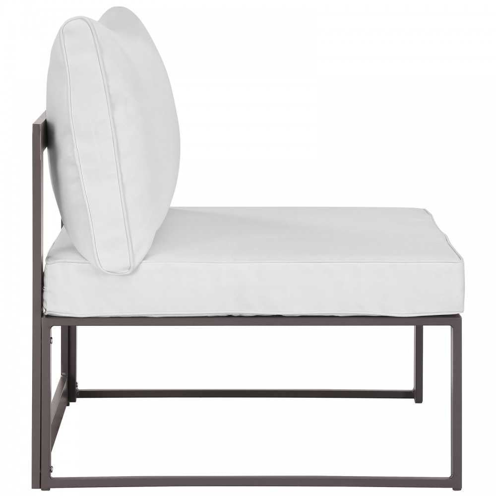 Fortuna 7 Piece Outdoor Patio Sectional Sofa Set, Brown White, EEI-1729-BRN-WHI-SET