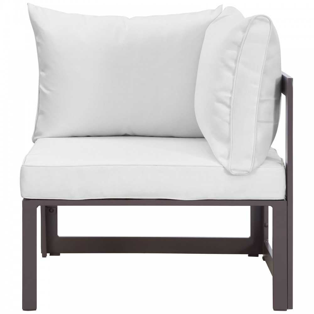 Fortuna 7 Piece Outdoor Patio Sectional Sofa Set, Brown White, EEI-1737-BRN-WHI-SET