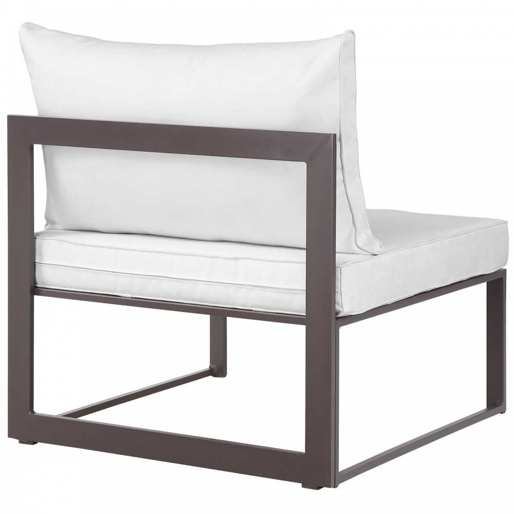 Fortuna 7 Piece Outdoor Patio Sectional Sofa Set, Brown White, EEI-1737-BRN-WHI-SET