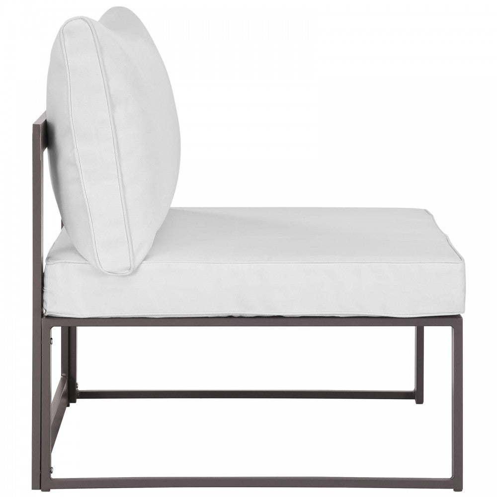 Fortuna 8 Piece Outdoor Patio Sectional Sofa Set, Brown White, EEI-1725-BRN-WHI-SET