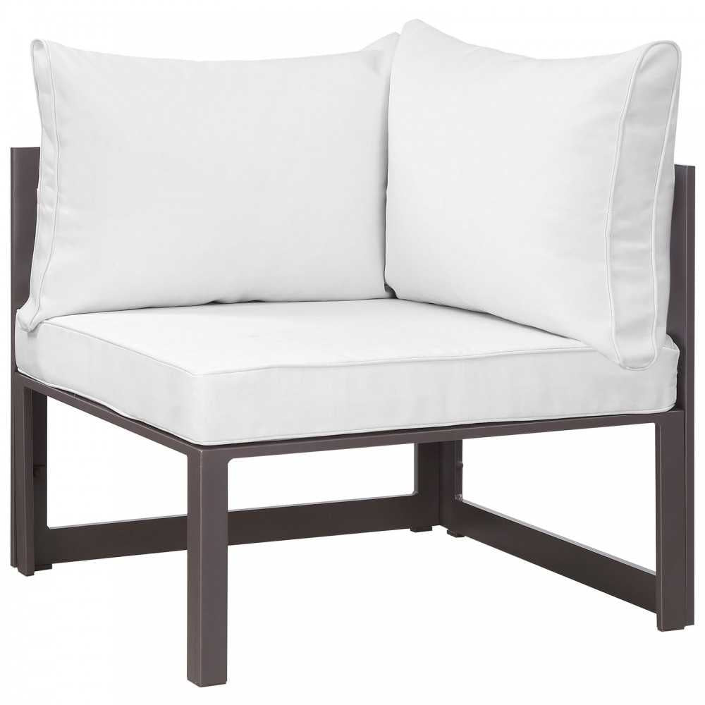 Fortuna 8 Piece Outdoor Patio Sectional Sofa Set, Brown White, EEI-1730-BRN-WHI-SET