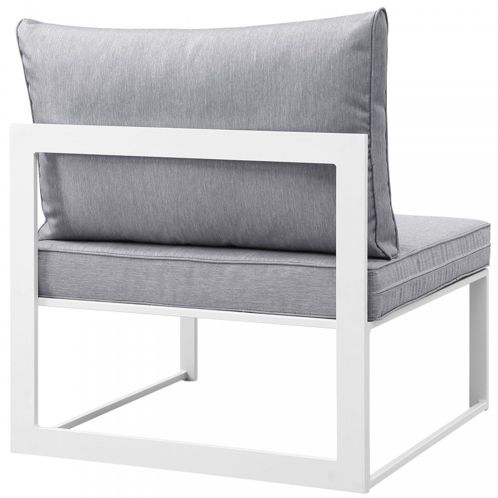 Fortuna 9 Piece Outdoor Patio Sectional Sofa Set, White Gray, EEI-1734-WHI-GRY-SET